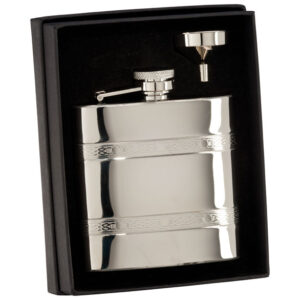 Polished Steel 6oz Patterned Flask