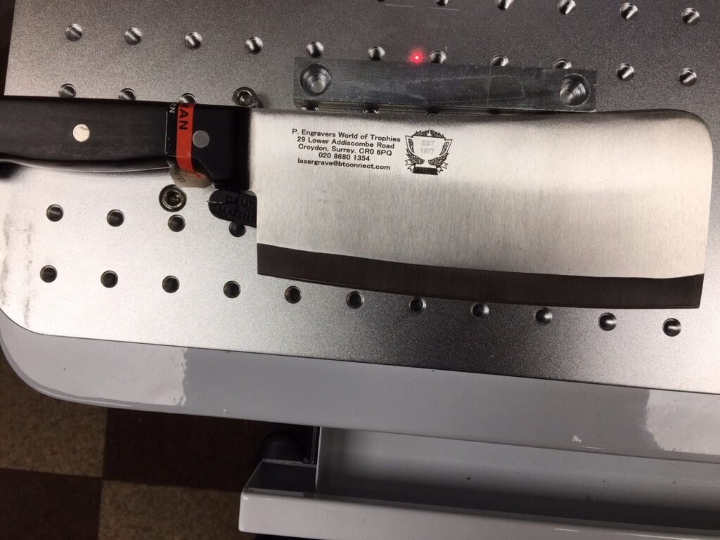 Fibre engraved chefs knife