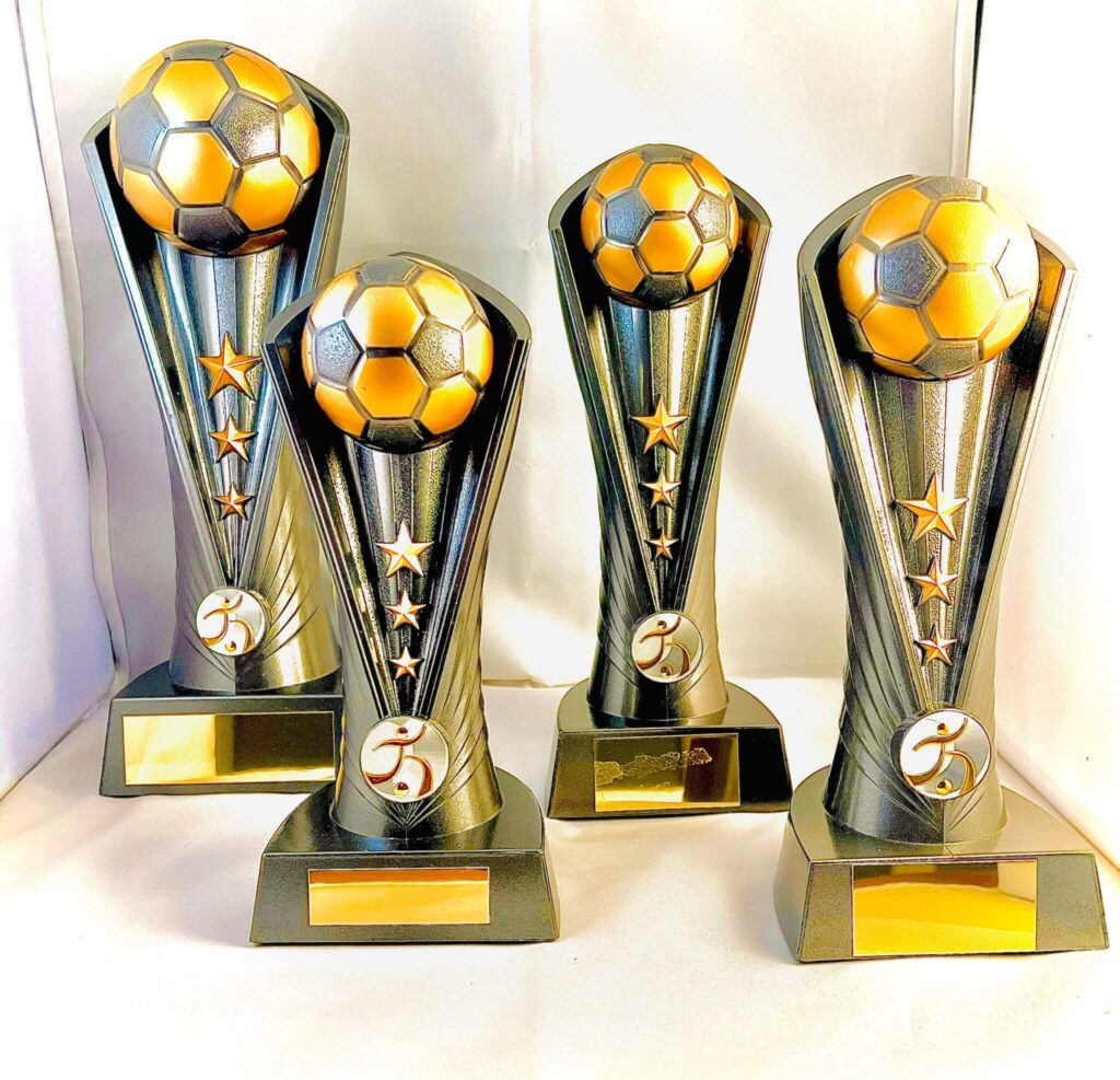 Set of football trophies on base with 3 stars on column Trophies Online in Abbotsbury