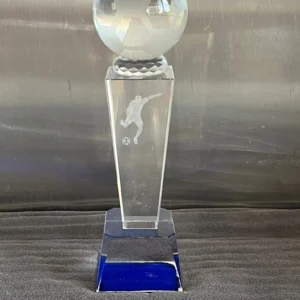 3D Glass football trophy with 3D image